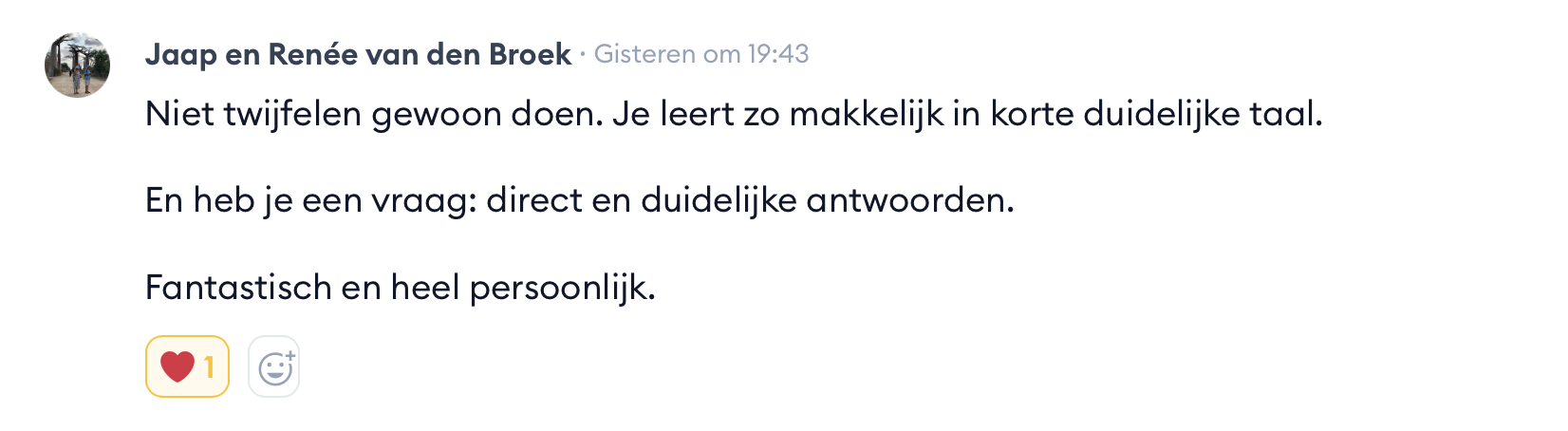 Ervaring van Jaap en Renee